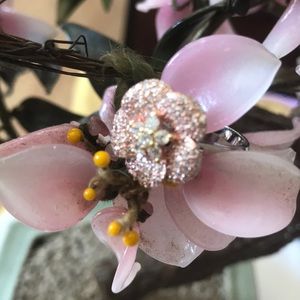 Vintage 925  cubic zircon flower ring